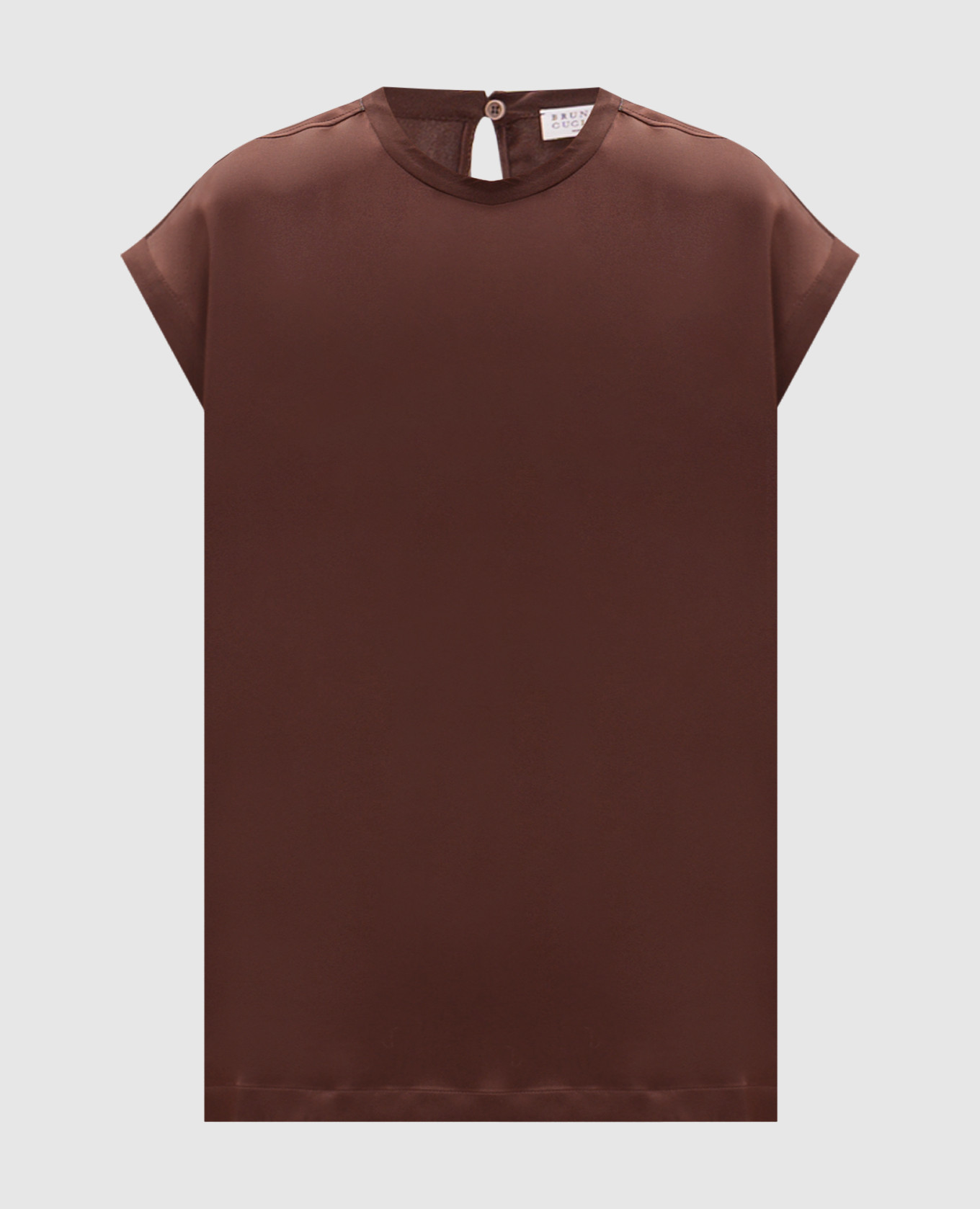 

Brown silk top with monil chain Brunello Cucinelli