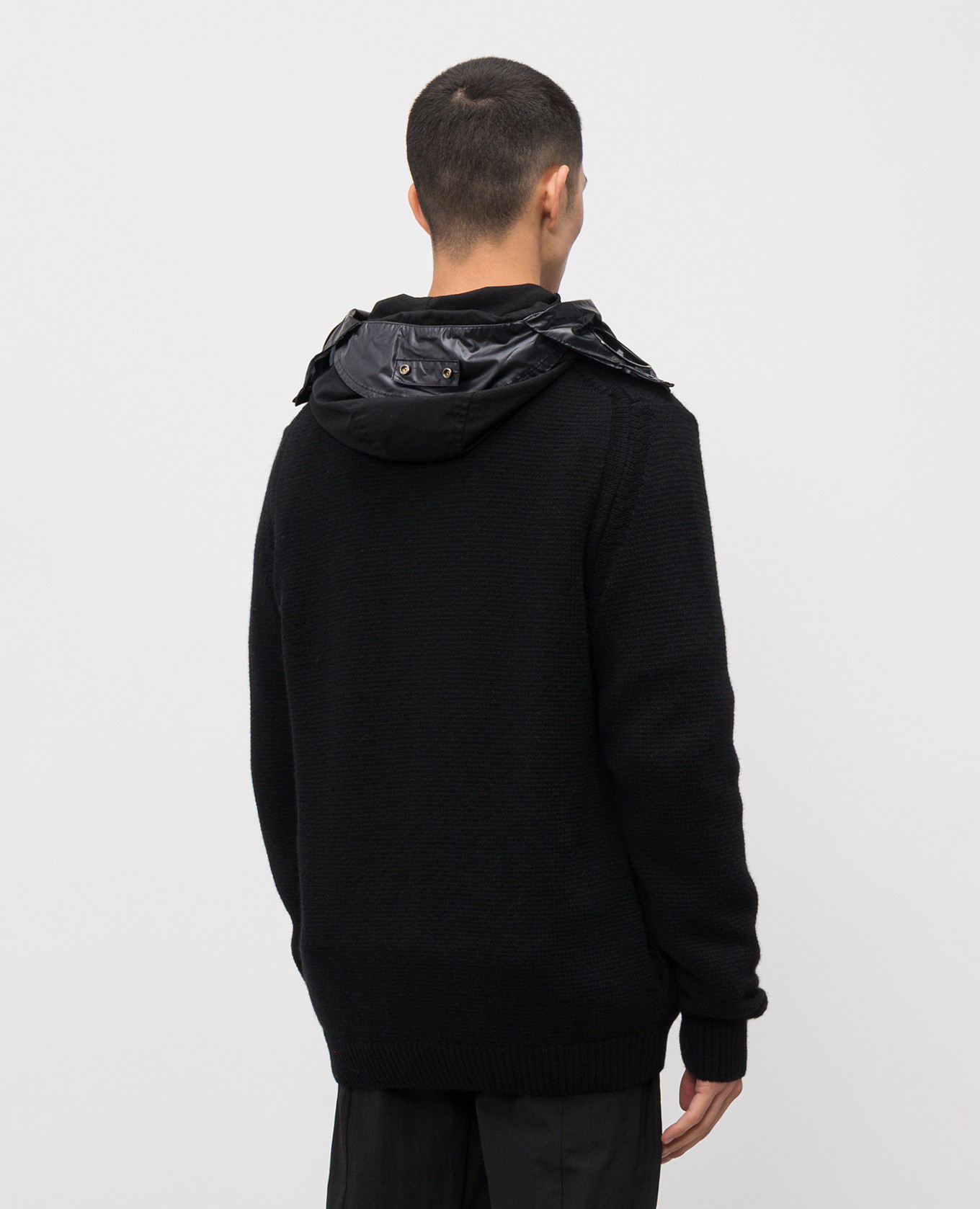 

Black wool cardigan with hood C.P. Company