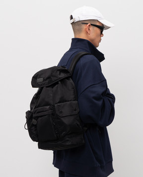 Juun.j Black backpack with logo patch JC62D4P015