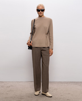 Fabiana Filippi Beige ribbed cardigan with brooch JED226F555M455