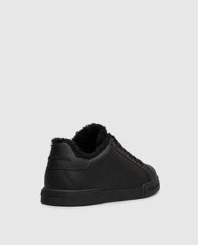Dolce&Gabbana Black leather Portofino sneakers CS2373AQ076