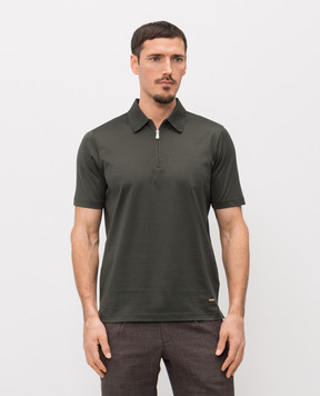 Enrico Mandelli Green polo shirt with logo patch 3K057A5677