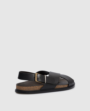 The Row Black leather sandals F1462L822