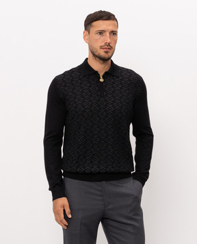 Stefano Ricci Black cashmere and silk polo shirt K808110P30F26375