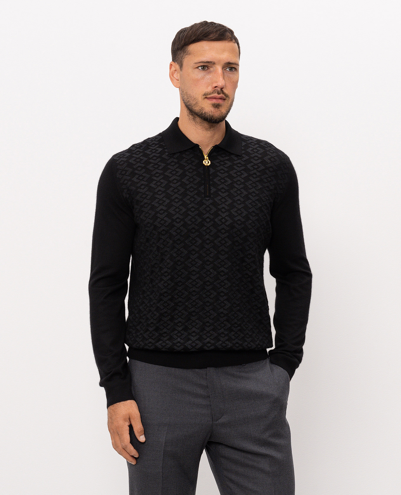 Black cashmere and silk polo shirt Stefano Ricci 3