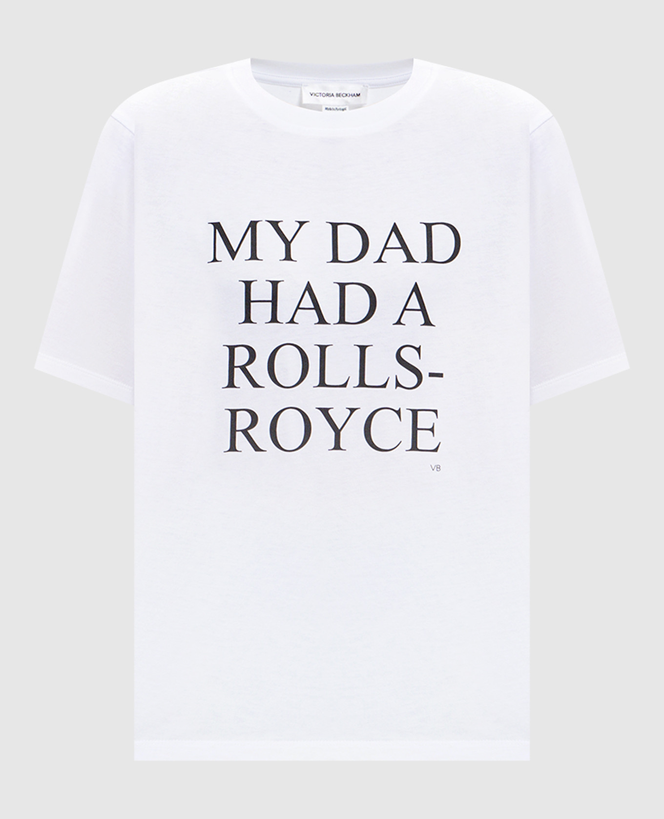 

White T-shirt with a print of the inscription Victoria Beckham