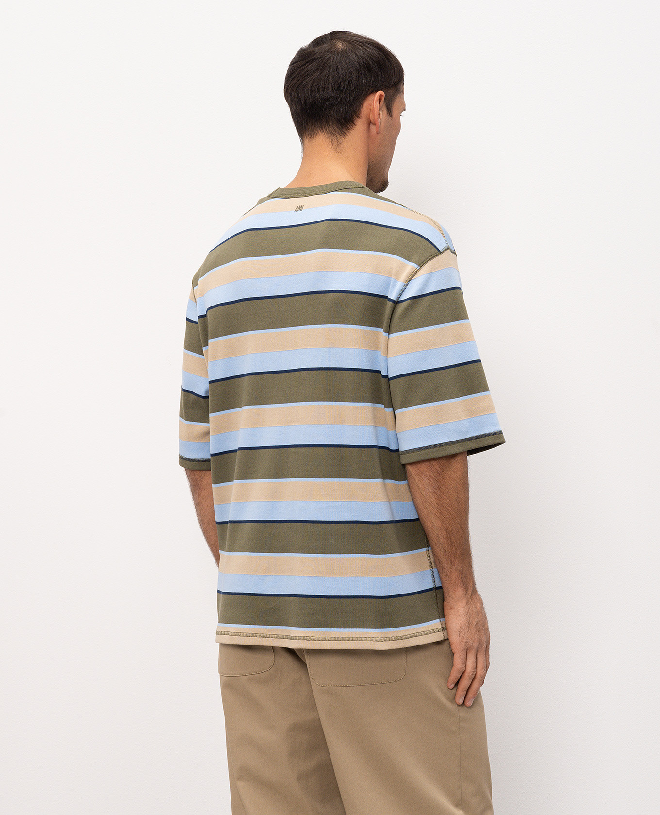 

Striped T-shirt with logo patch Ami Paris, White