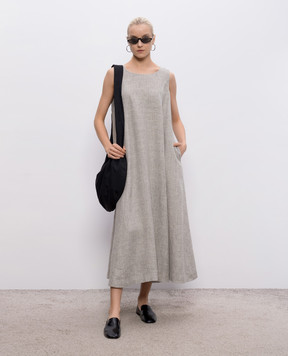 Intoca Gray linen dress 261LIPDR1103