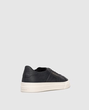 Santoni Blue leather sneakers with logo MBGT21967PNNTSIW