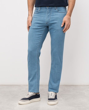 Enrico Mandelli Blue slim jeans with logo patch 0MIAMI5337