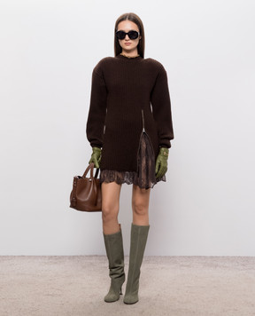Giuseppe Di Morabito Milano Brown wool dress with lace 07PFKND41116759