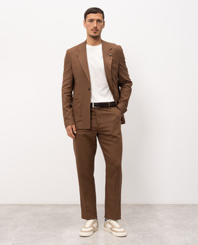 Officina 36 Brown jacket with linen 0157800569
