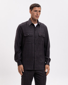 ISAIA Brown wool check shirt OSH00921156