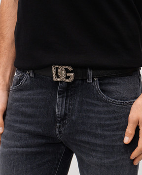 Dolce&Gabbana Black DG leather belt BC4942AG651
