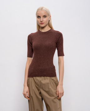 Brunello Cucinelli Brown cashmere top with lurex M9A822200