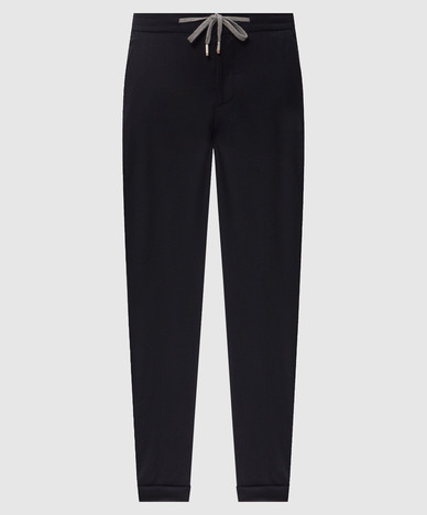 Navy blue wool and silk pants