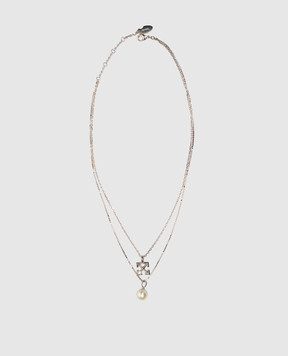 Off-White Silver double chain with emblem OMOB166S26MET001