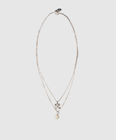 Silver double chain with emblem