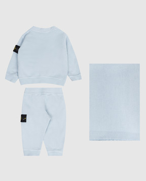 Stone Island Baby blue set of cardigan, pants and blanket L1S16M200001S0917