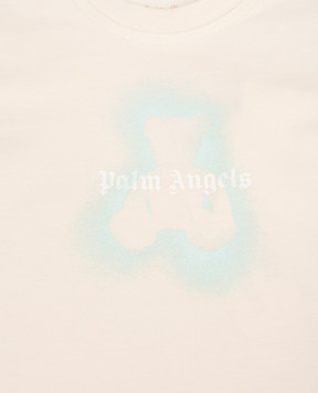 Palm Angels Children's ivory T-shirt with Spray Bear print PBXB001S26JER001