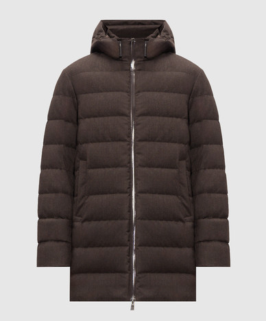 Brown down jacket with wool