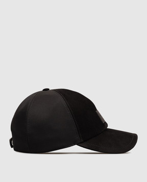 Stefano Ricci Black suede cap with logo patch MCV63SL15BPL001T