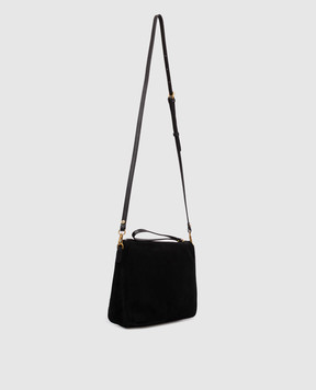 Gianni Chiarini Nora black suede crossbody bag with logo patch BS10225CMPL