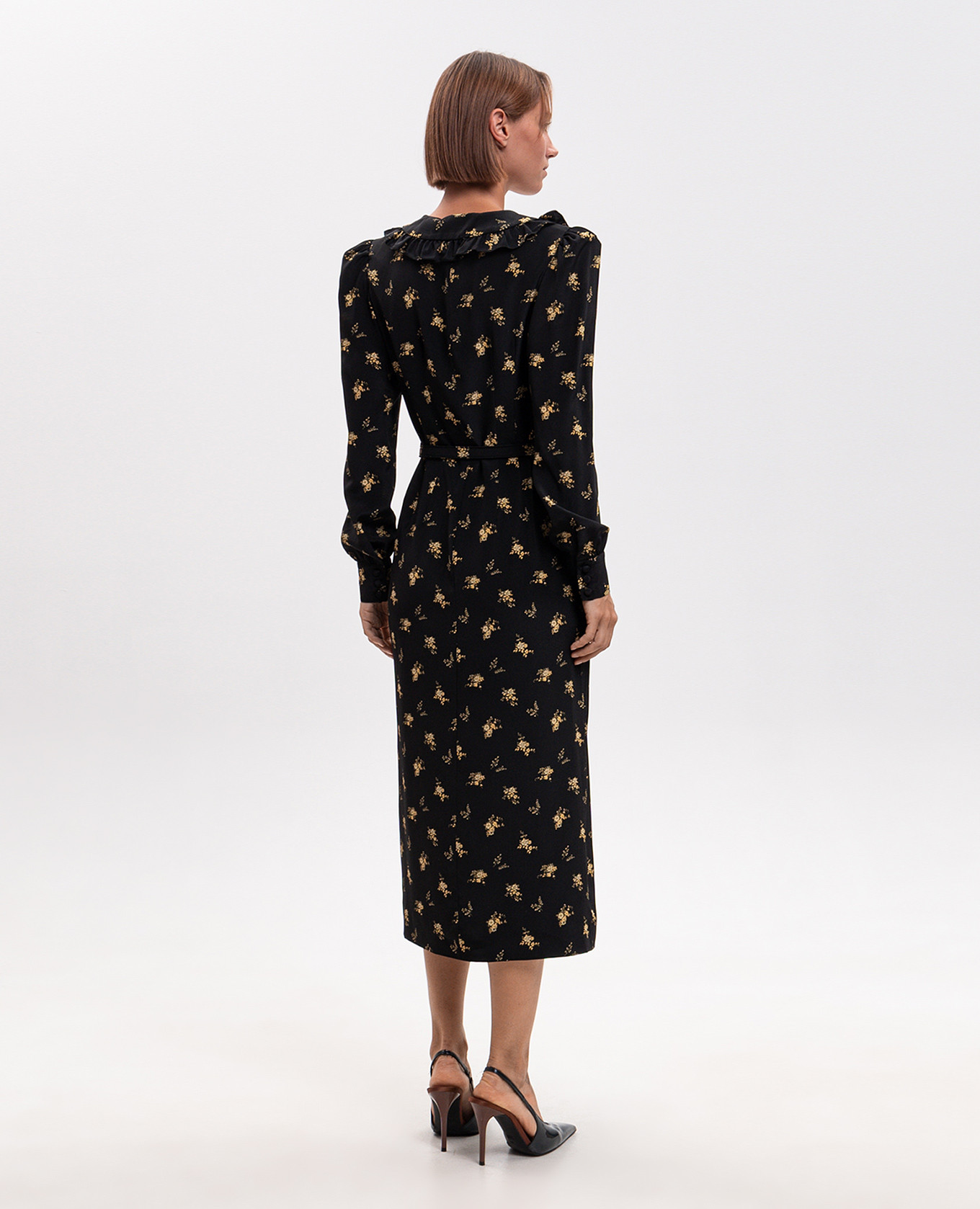 Black silk dress with floral print Alessandra Rich 4