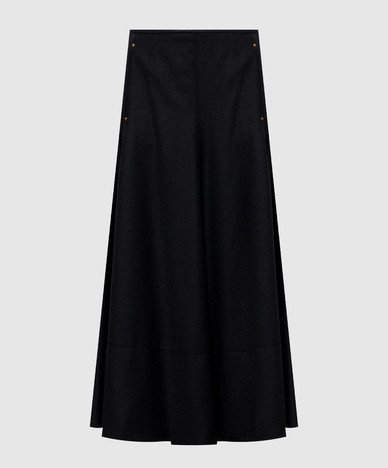 Jupe midi en laine grise