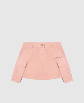 Off-White Children's pink mini skirt with logo print 44GCY001F5F001