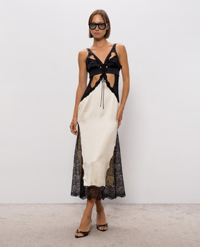 The Attico Ivory dress with lace 261WCW00304MIX107AA
