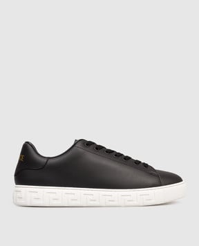 Versace Black leather Greca sneakers 10144601A09608