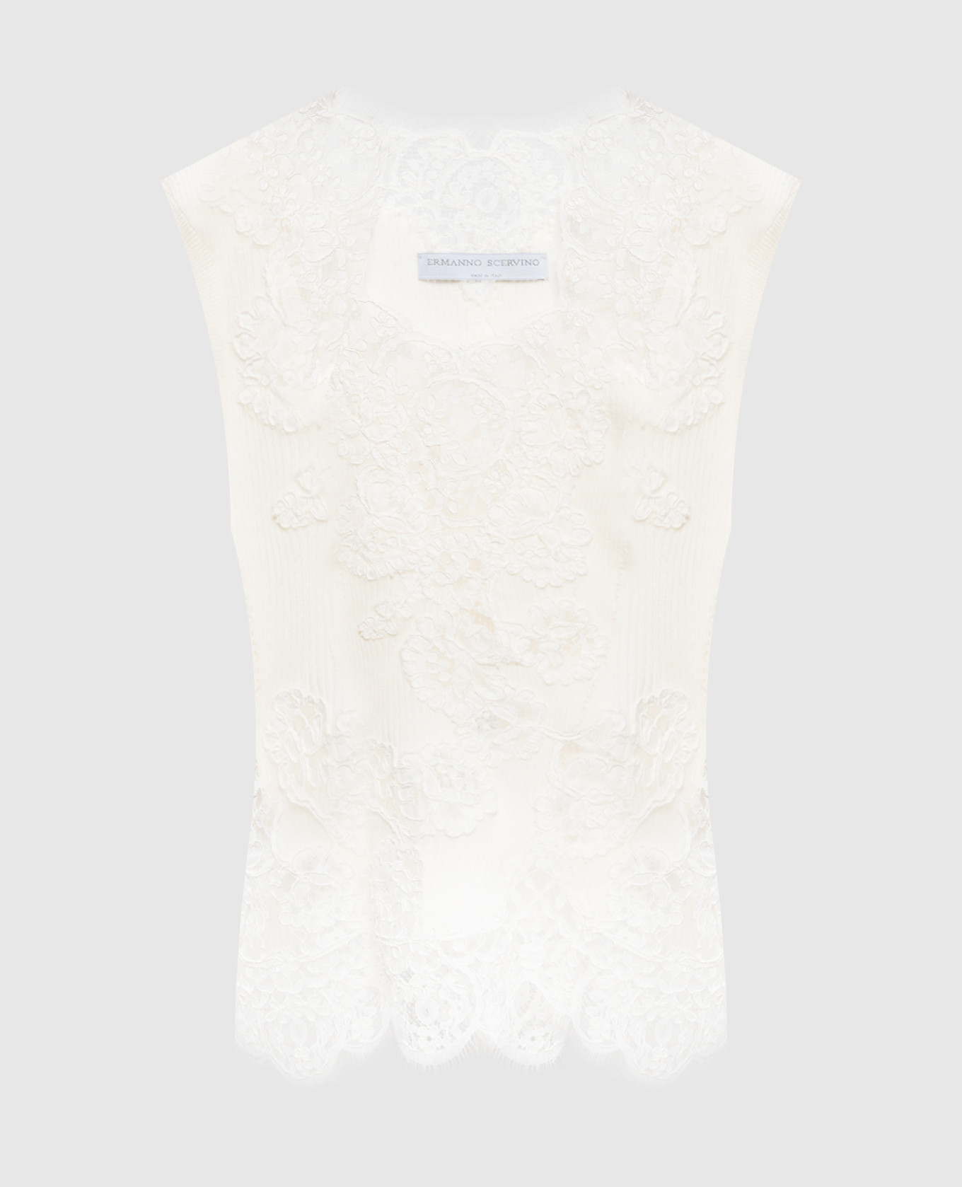 

White ribbed top with lace Ermanno Scervino