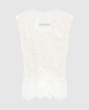 Ermanno Scervino White ribbed top with lace D485L308APEKM