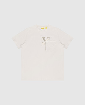 Off-White Children's khaki T-shirt with logo print 44BAA016S26J001