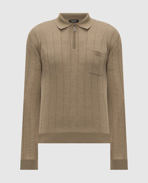 Stefano Ricci Khaki wool and silk polo shirt K808106P32F26372