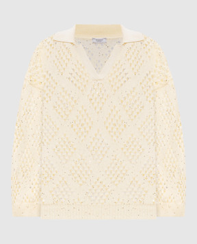 Peserico Yellow openwork jumper with polo collar S99129F059110M