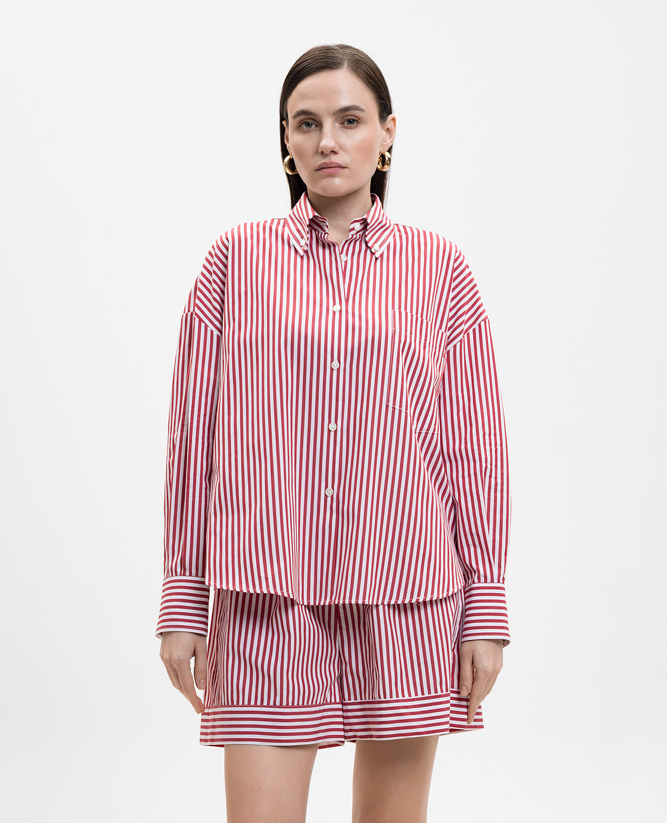 Burgundy striped shirt Solotre 3