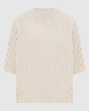 Brunello Cucinelli Ivory cashmere and wool top MBM753520P