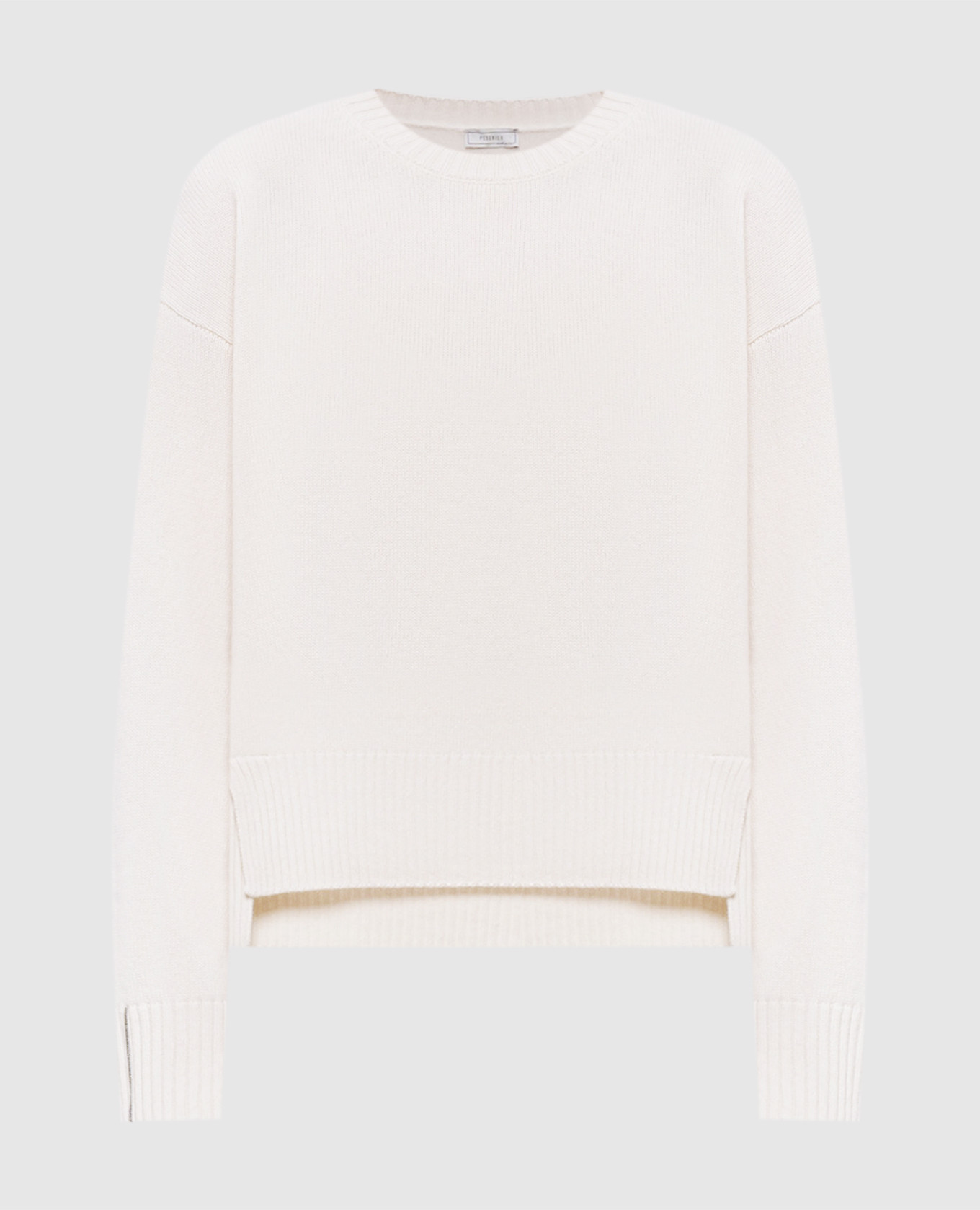 Beige wool, silk and cashmere sweater