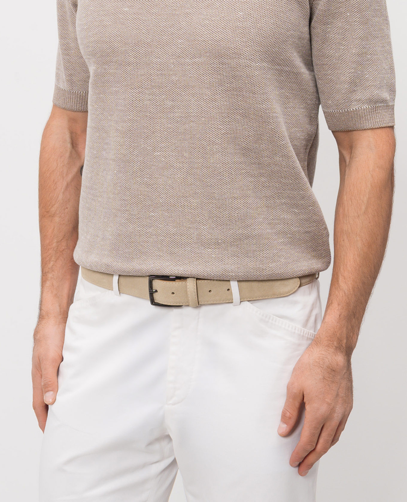 

Beige suede belt with logo Peserico
