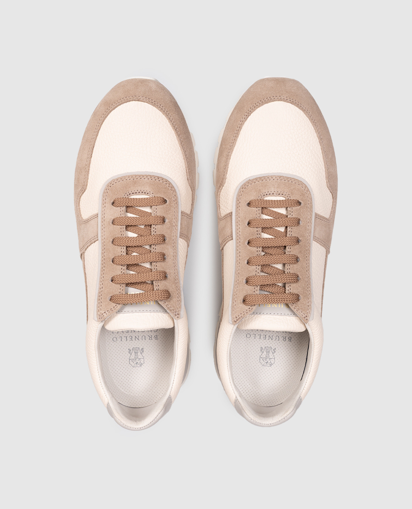 

Beige leather sneakers with logo Brunello Cucinelli