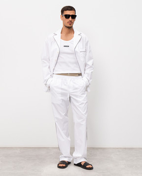 Dolce&Gabbana White pants with a woven pattern in pajama style GVRMATFU5YX