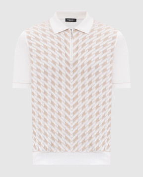Stefano Ricci Ivory polo with geometric silk pattern K818115P31F26281