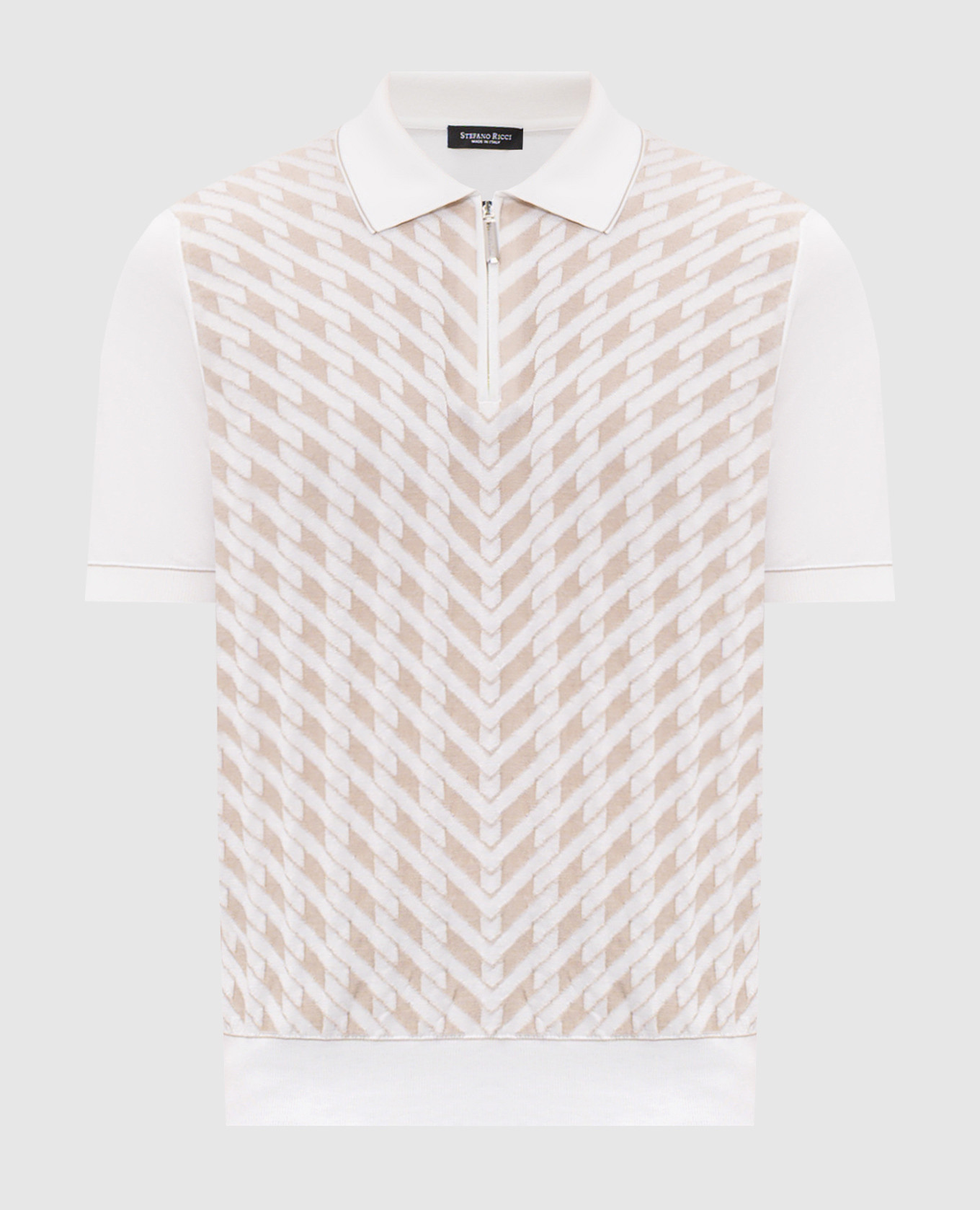 

Ivory polo with geometric silk pattern Stefano Ricci, Beige