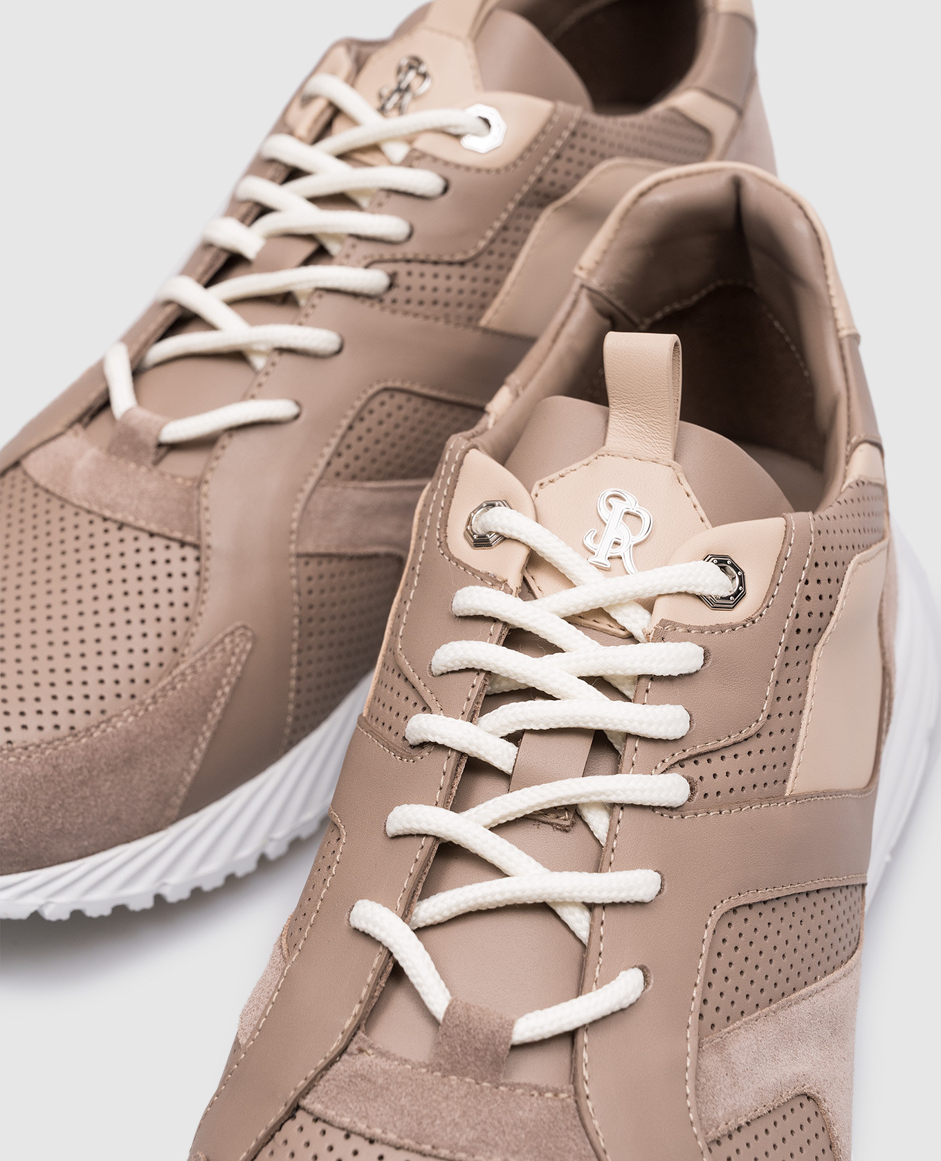 

Brown leather sneakers with logo Stefano Ricci