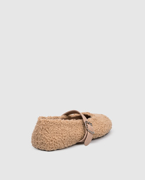 Babe Pay Pls Beige sheepskin ballet flats 257155M