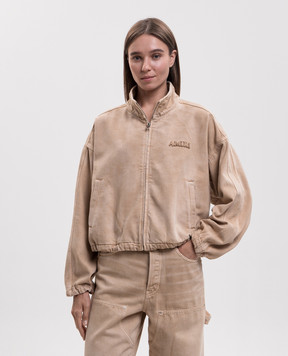 AMIRI Beige denim jacket with logo patch AWOUJA1037