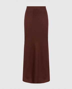 Brunello Cucinelli Brown linen maxi skirt MH126G3396