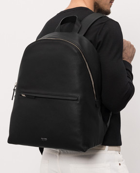 Tom Ford Black leather backpack with logo print H0735LCL606Y
